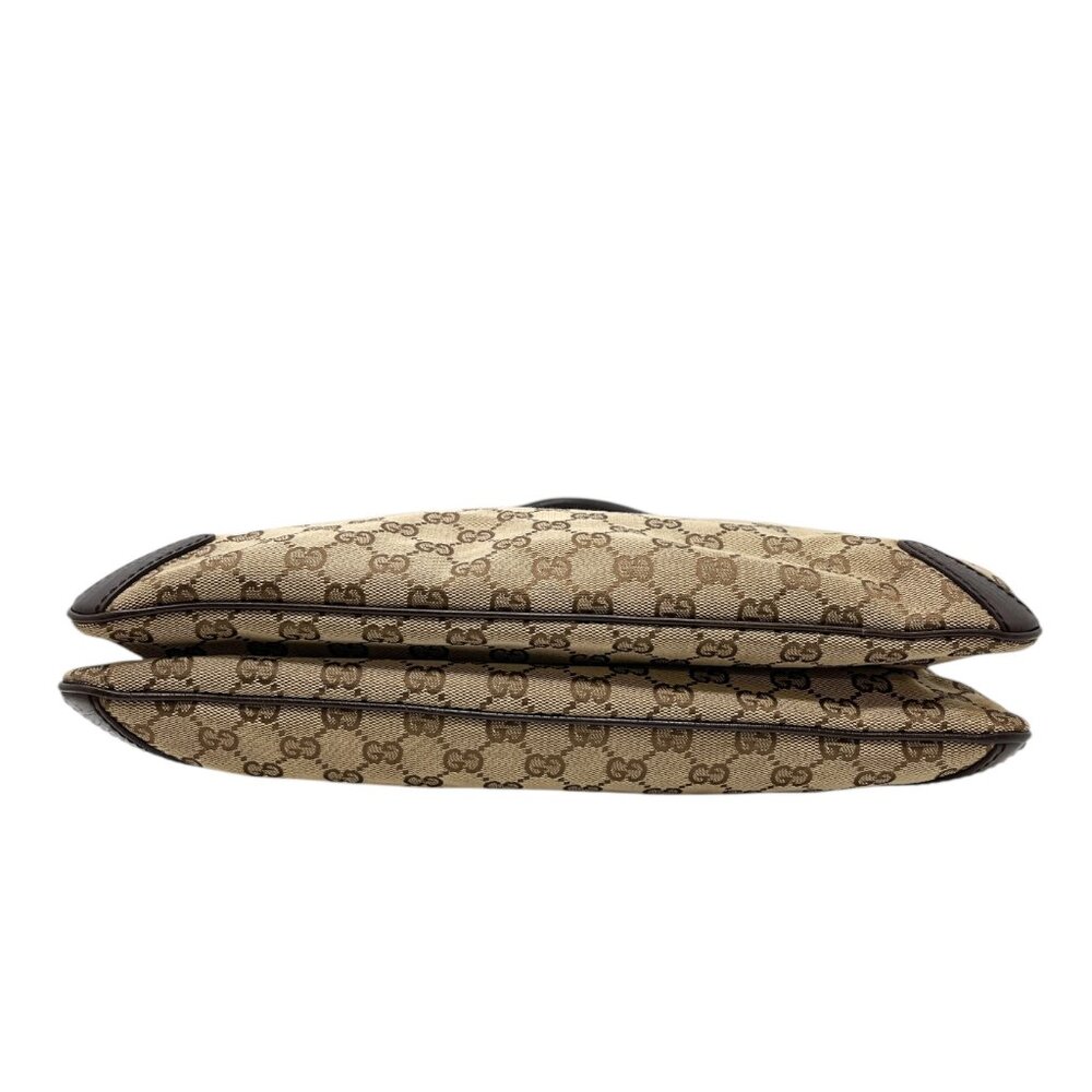 GUCCI Vintage Monogram Horsebit Chain Shoulder Bag Beige Brown Canvas [105425] - Picture 8 of 13